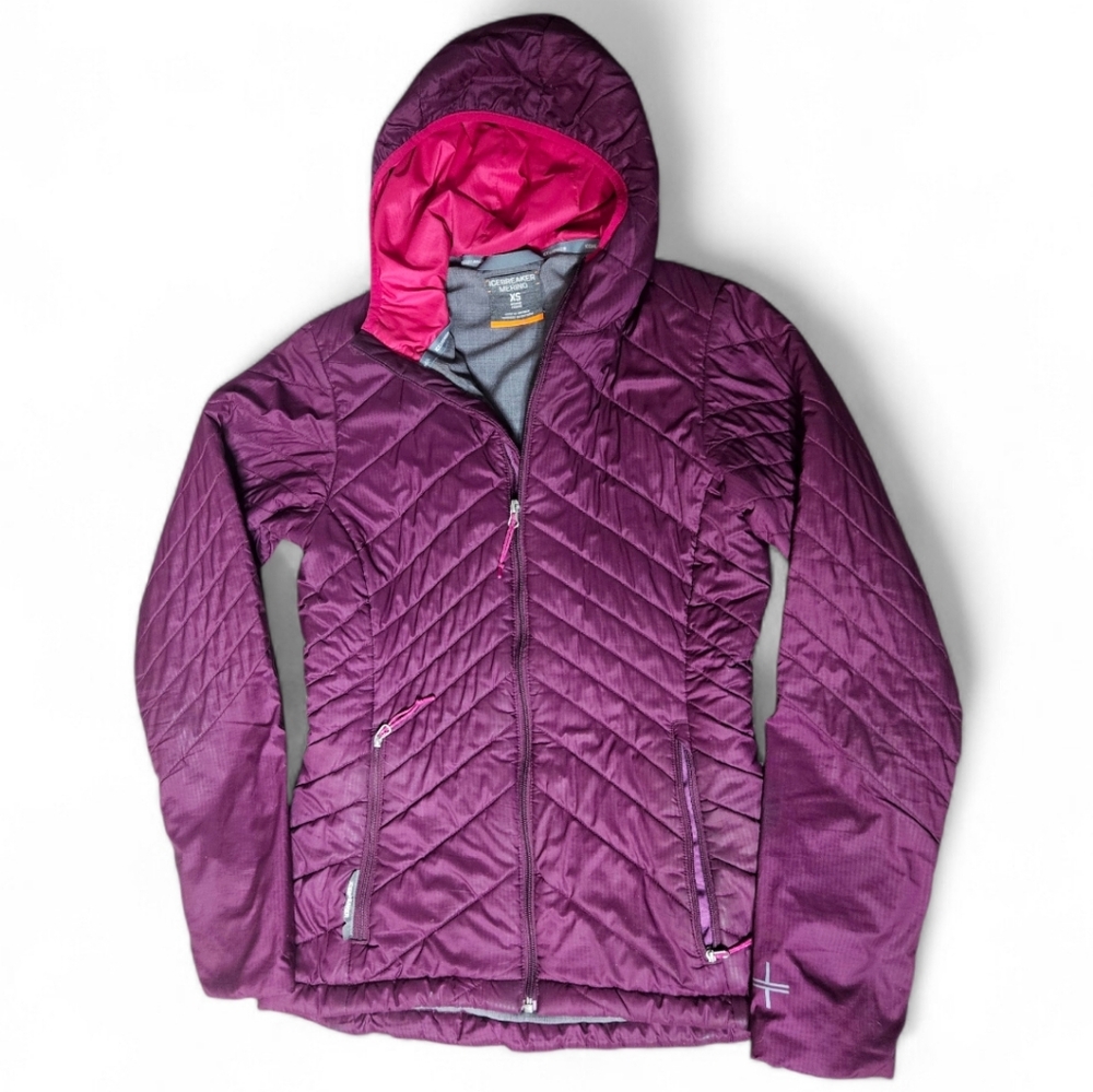 Icebreaker Merino Purple Quilted Jacket with Hood